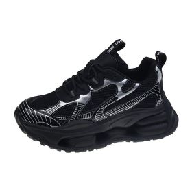 Women's shoes colorful daddy shoes new fashion shoes sponge sole fashion casual shoes sneakers (Color: Black, size: 35)