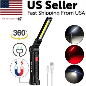 Rechargeable LED COB Work Light Mechanic Flashlight Lamp Magnetic Base Bright (Bundle: 1 Large)