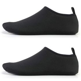 Water Shoes Men Women Skin Socks Aqua Surf Beach Yoga Swim Barefoot Quick-Dry (Color: Black No Stripe, size: L / Men 6 / Women 7)
